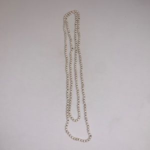 Long White Bead Necklce